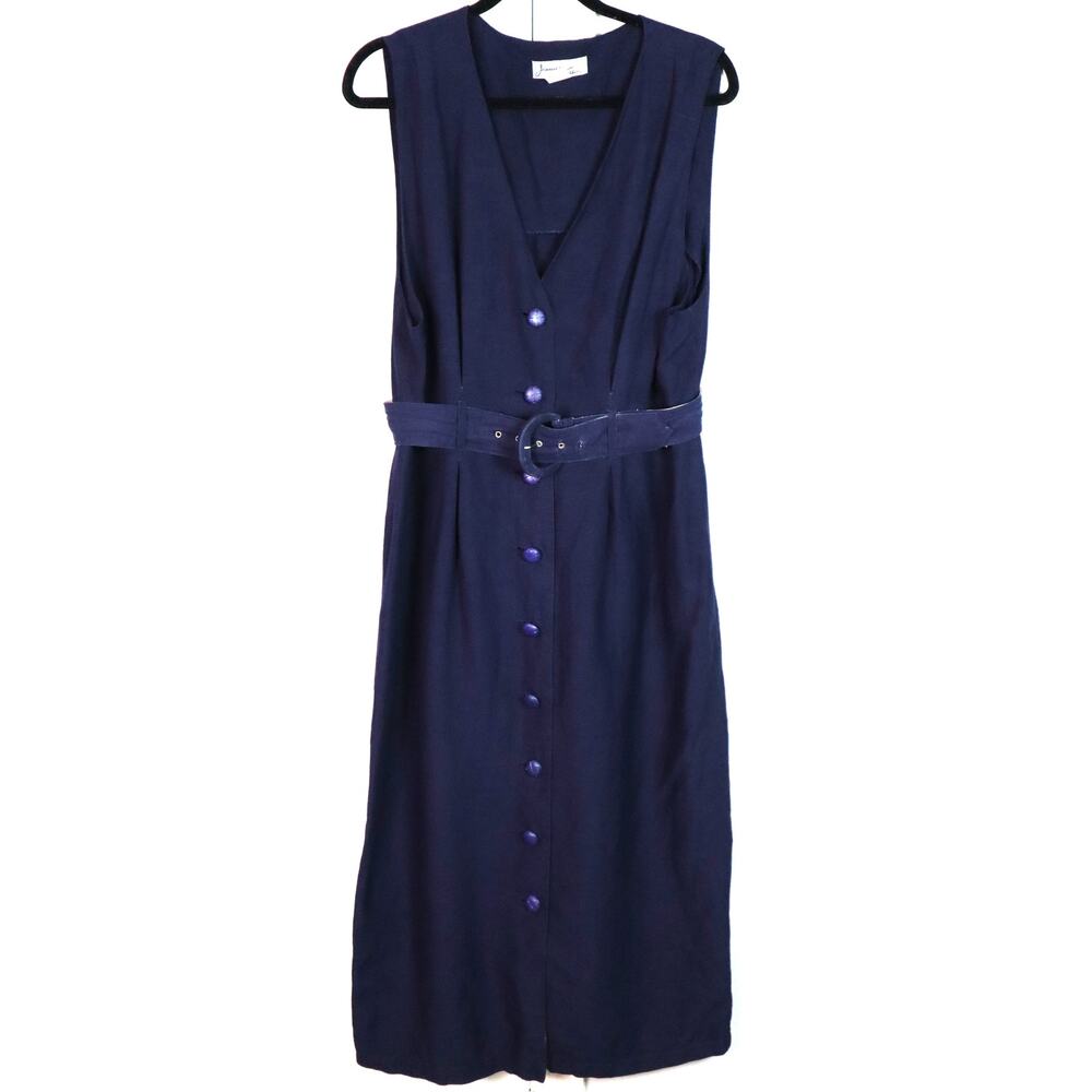 Vintage Navy Midi Dress with Belt